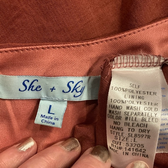 Like New Large She & Sky Terracotta Jumpsuit with Tie Front and Slit Back (ABBA) - Picture 14 of 16